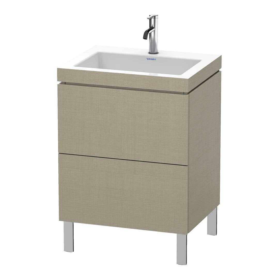 Duravit L-Cube – Έπιπλο Νιπτήρα – 600 mm, με νιπτήρα, 2 συρτάρια, νιπτήρας κέντρο, 600 x 480 x 698 mm, έκδοση O – Linen Matt, Decor (LC6936O7575)