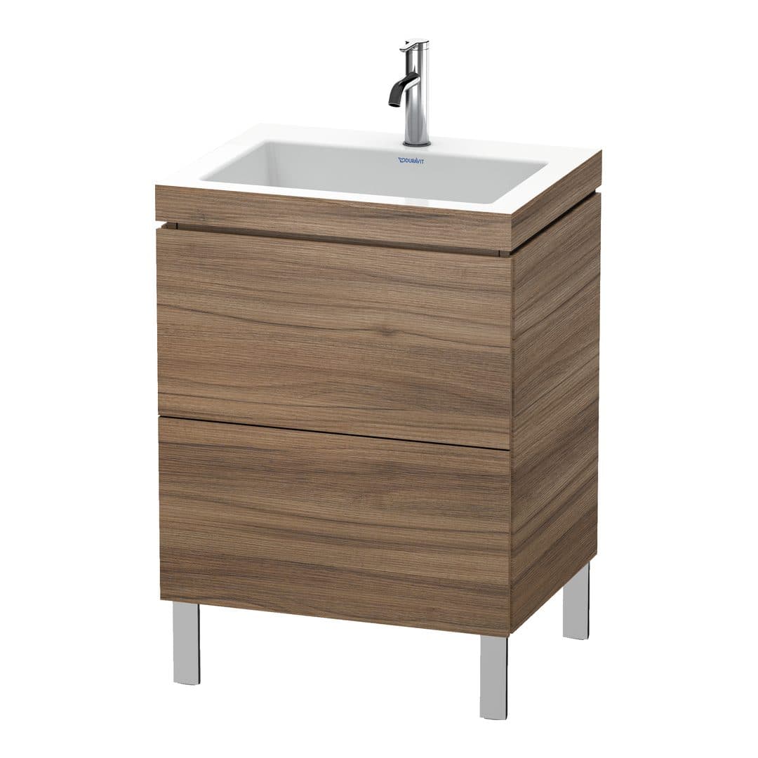 Duravit L-Cube – Έπιπλο Νιπτήρα – 600 mm, με νιπτήρα, 2 συρτάρια, νιπτήρας κέντρο, 600 x 480 x 698 mm, έκδοση O – Walnut Matt, Decor (LC6936O7979)