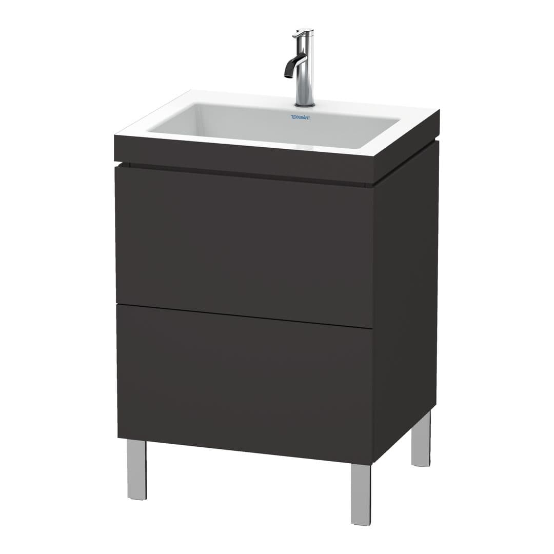 Duravit L-Cube – Έπιπλο Νιπτήρα – 600 mm, με νιπτήρα, 2 συρτάρια, νιπτήρας κέντρο, 600 x 480 x 698 mm, έκδοση O – Graphite Super Matt, Decor (LC6936O8080)