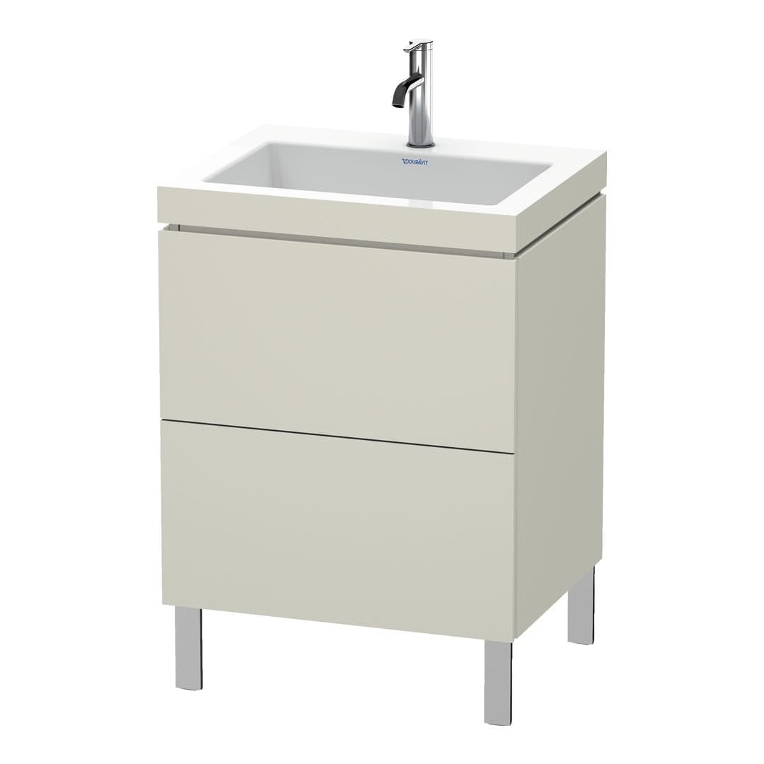 Duravit L-Cube – Έπιπλο Νιπτήρα – 600 mm, με νιπτήρα, 2 συρτάρια, νιπτήρας κέντρο, 600 x 480 x 698 mm, έκδοση O – Taupe Super Matt, Decor (LC6936O8383)