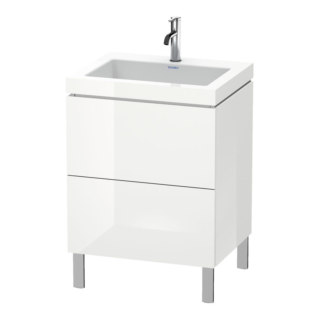 Duravit L-Cube – Έπιπλο Νιπτήρα – 600 mm, με νιπτήρα, 2 συρτάρια, νιπτήρας κέντρο, 600 x 480 x 698 mm, έκδοση O – White High Gloss, Lacquer (LC6936O8585)