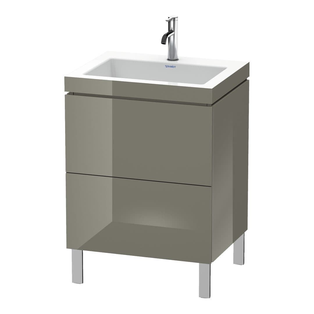 Duravit L-Cube – Έπιπλο Νιπτήρα – 600 mm, με νιπτήρα, 2 συρτάρια, νιπτήρας κέντρο, 600 x 480 x 698 mm, έκδοση O – Flannel Grey High Gloss, Lacquer (LC6936O8989)