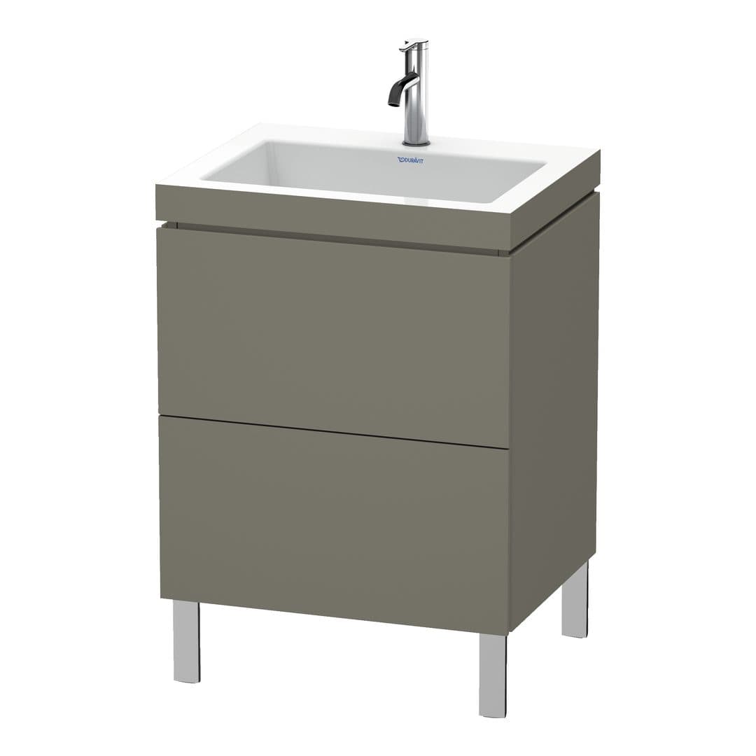 Duravit L-Cube – Έπιπλο Νιπτήρα – 600 mm, με νιπτήρα, 2 συρτάρια, νιπτήρας κέντρο, 600 x 480 x 698 mm, έκδοση O – Flannel Grey Satin Matt, Lacquer (LC6936O9090)