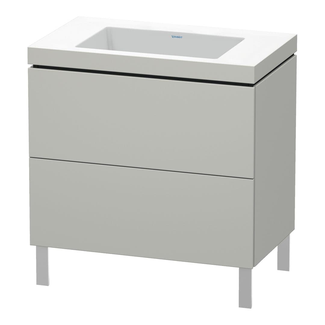 Duravit L-Cube – Έπιπλο Νιπτήρα – 800 mm, με νιπτήρα, 2 συρτάρια, νιπτήρας κέντρο, 800 x 480 x 698 mm, έκδοση N – Concrete grey Matt, Decor (LC6937N0707)