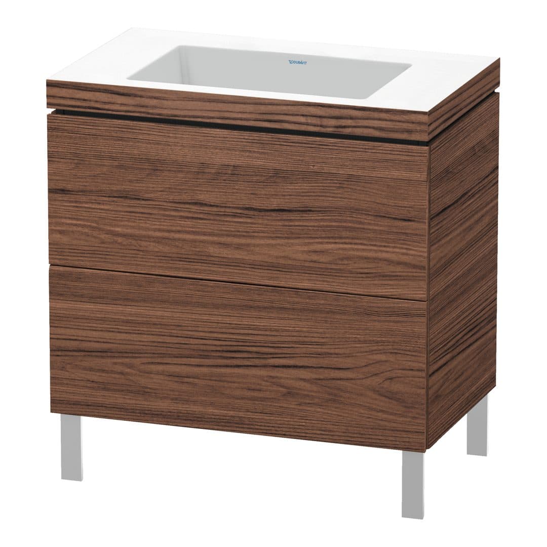 Duravit L-Cube – Έπιπλο Νιπτήρα – 800 mm, με νιπτήρα, 2 συρτάρια, νιπτήρας κέντρο, 800 x 480 x 698 mm, έκδοση N – Walnut dark Matt, Decor (LC6937N2121)