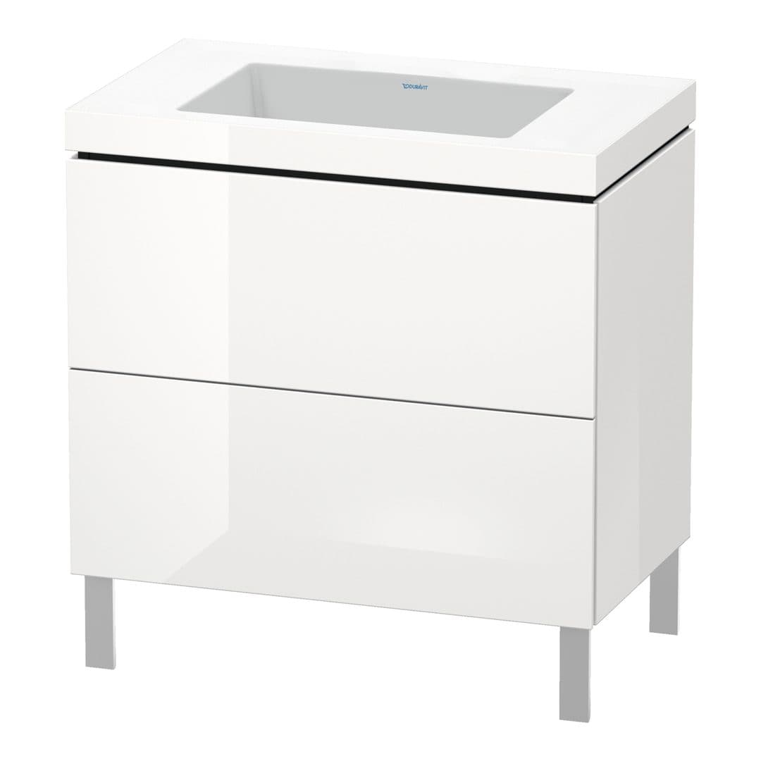Duravit L-Cube – Έπιπλο Νιπτήρα – 800 mm, με νιπτήρα, 2 συρτάρια, νιπτήρας κέντρο, 800 x 480 x 698 mm, έκδοση N – White High Gloss, Decor (LC6937N2222)