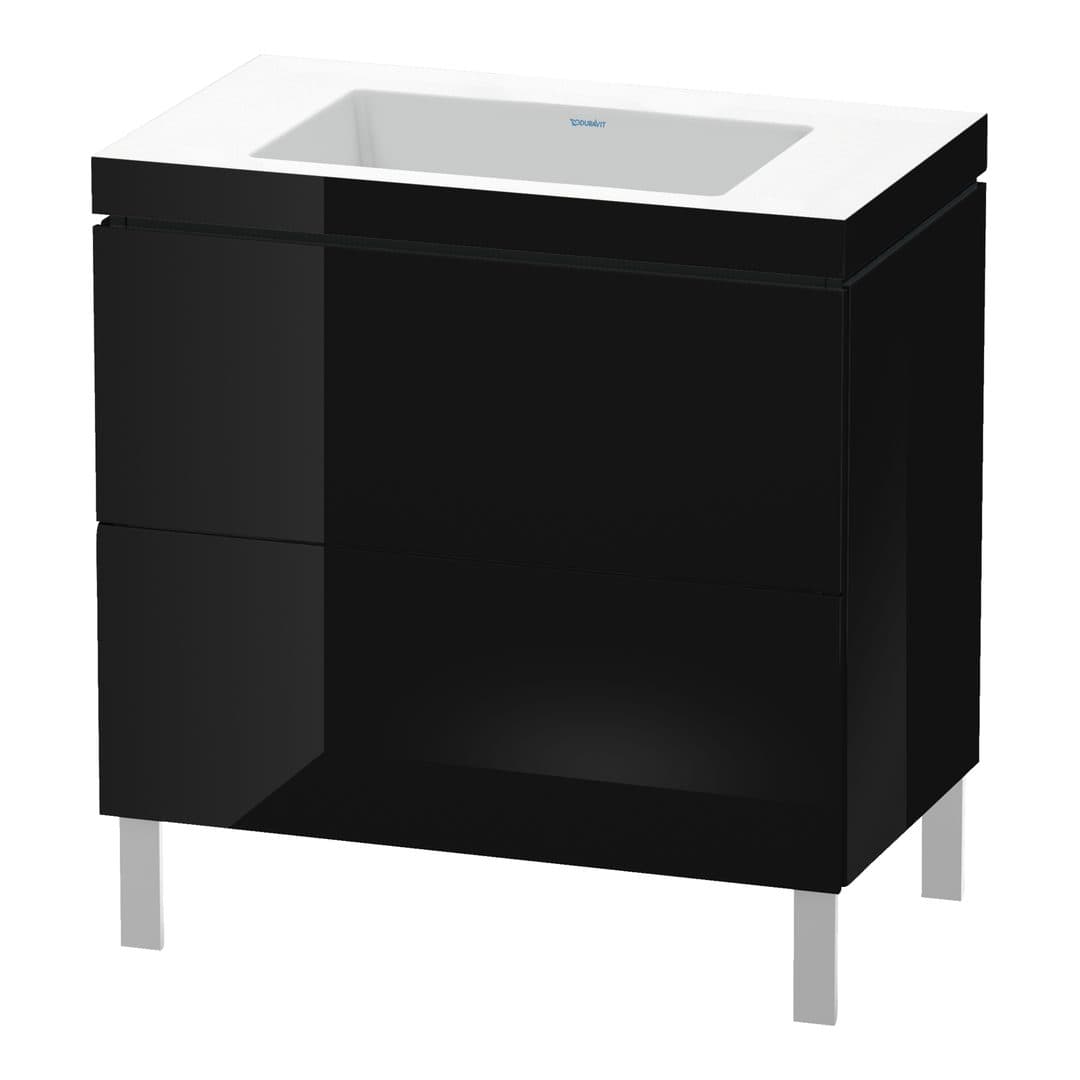 Duravit L-Cube – Έπιπλο Νιπτήρα – 800 mm, με νιπτήρα, 2 συρτάρια, νιπτήρας κέντρο, 800 x 480 x 698 mm, έκδοση N – Black High Gloss, Lacquer (LC6937N4040)