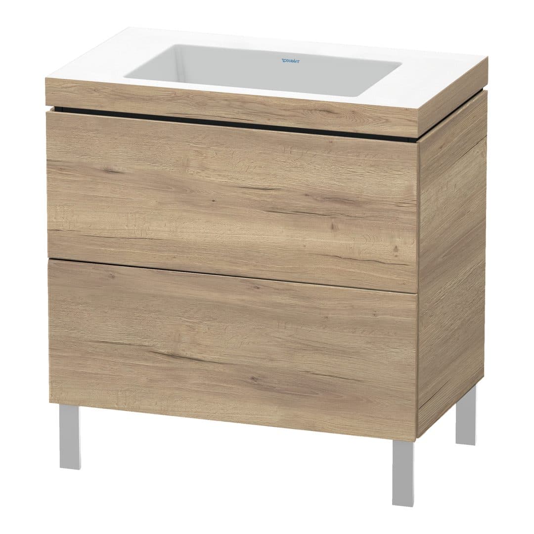 Duravit L-Cube – Έπιπλο Νιπτήρα – 800 mm, με νιπτήρα, 2 συρτάρια, νιπτήρας κέντρο, 800 x 480 x 698 mm, έκδοση N – Marbled Oak Matt, Decor (LC6937N5555)