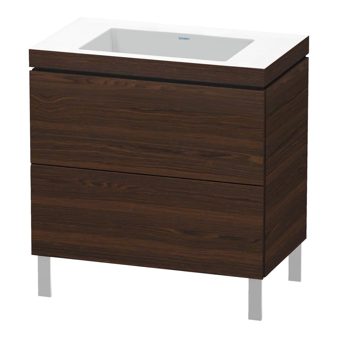 Duravit L-Cube – Έπιπλο Νιπτήρα – 800 mm, με νιπτήρα, 2 συρτάρια, νιπτήρας κέντρο, 800 x 480 x 698 mm, έκδοση N – Brushed walnut Matt, Real wood veneer (LC6937N6969)