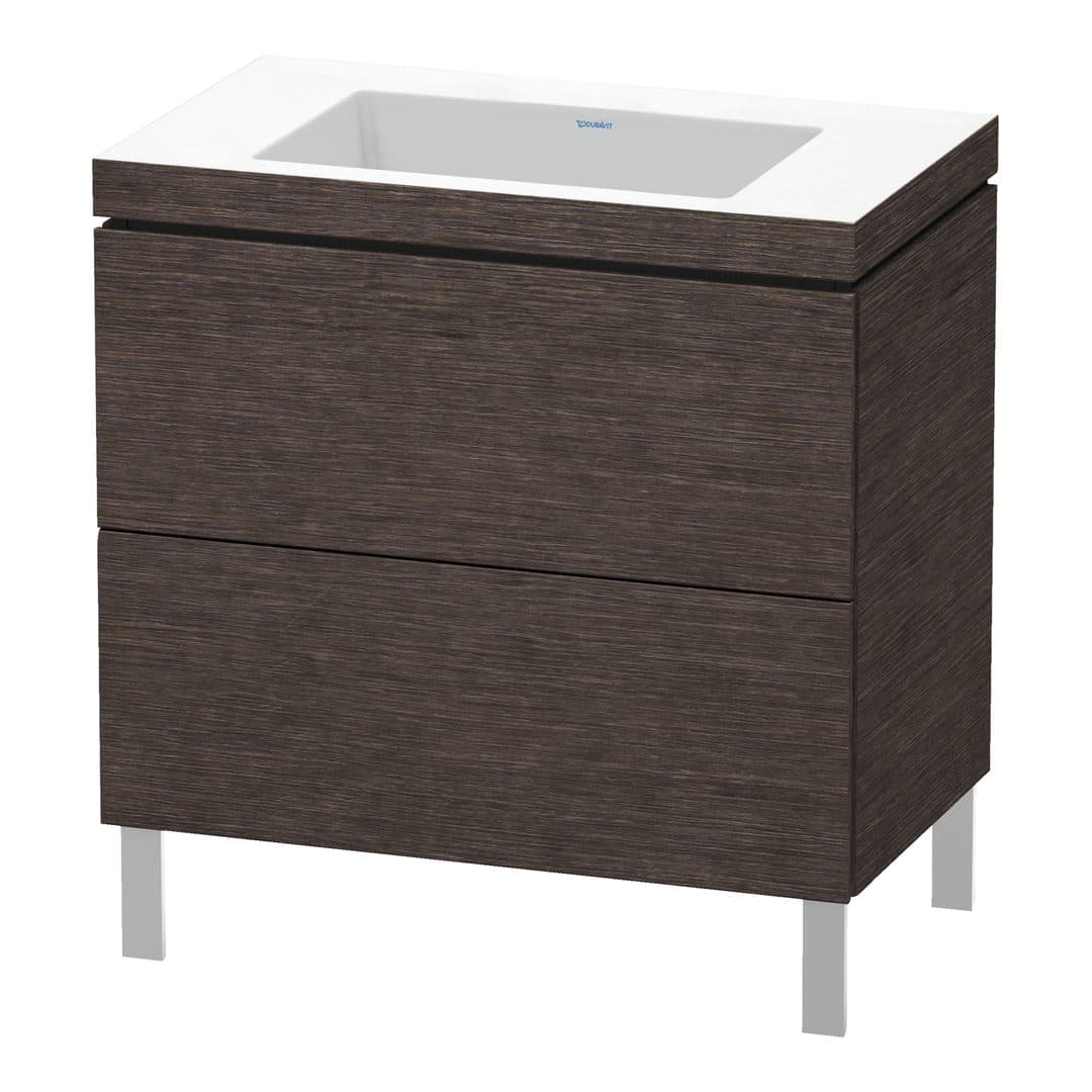 Duravit L-Cube – Έπιπλο Νιπτήρα – 800 mm, με νιπτήρα, 2 συρτάρια, νιπτήρας κέντρο, 800 x 480 x 698 mm, έκδοση N – Brushed dark oak Matt, Real wood veneer (LC6937N7272)