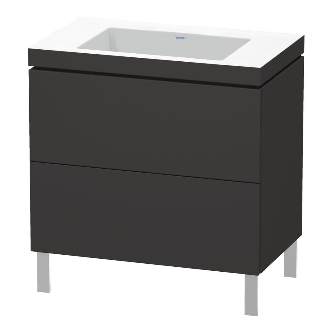 Duravit L-Cube – Έπιπλο Νιπτήρα – 800 mm, με νιπτήρα, 2 συρτάρια, νιπτήρας κέντρο, 800 x 480 x 698 mm, έκδοση N – Graphite Super Matt, Decor (LC6937N8080)