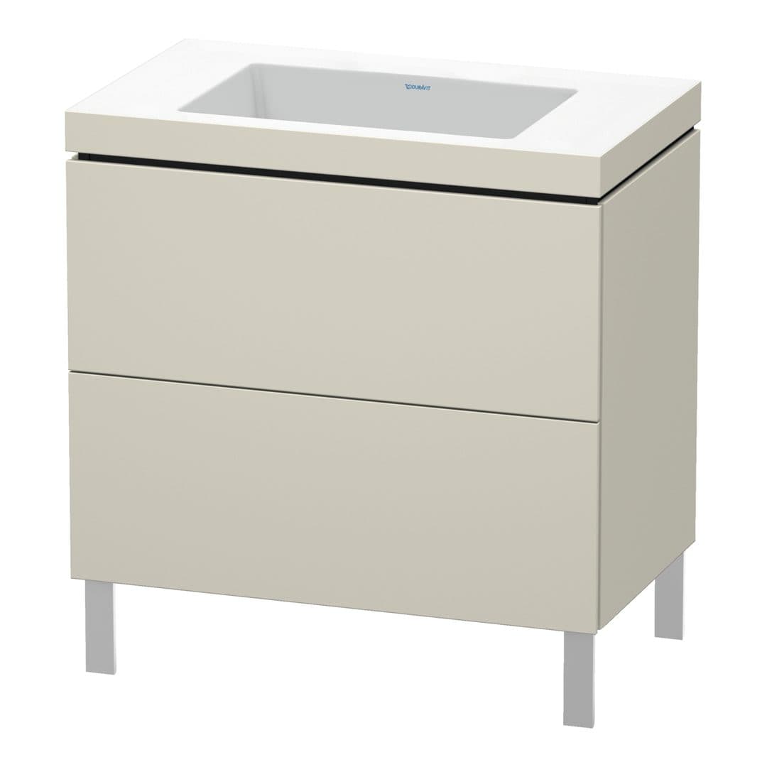 Duravit L-Cube – Έπιπλο Νιπτήρα – 800 mm, με νιπτήρα, 2 συρτάρια, νιπτήρας κέντρο, 800 x 480 x 698 mm, έκδοση N – Taupe Super Matt, Decor (LC6937N8383)