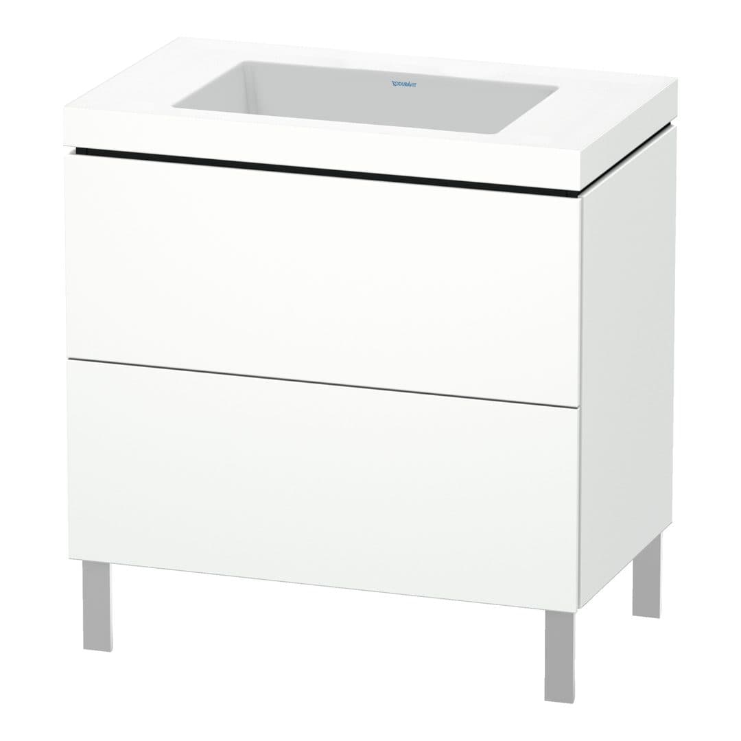 Duravit L-Cube – Έπιπλο Νιπτήρα – 800 mm, με νιπτήρα, 2 συρτάρια, νιπτήρας κέντρο, 800 x 480 x 698 mm, έκδοση N – White Super Matt, Decor (LC6937N8484)