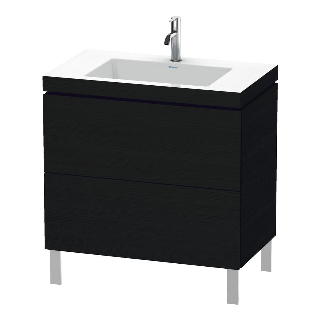 Duravit L-Cube – Έπιπλο Νιπτήρα – 800 mm, με νιπτήρα, 2 συρτάρια, νιπτήρας κέντρο, 800 x 480 x 698 mm, έκδοση O – Black oak Matt, Decor (LC6937O1616)