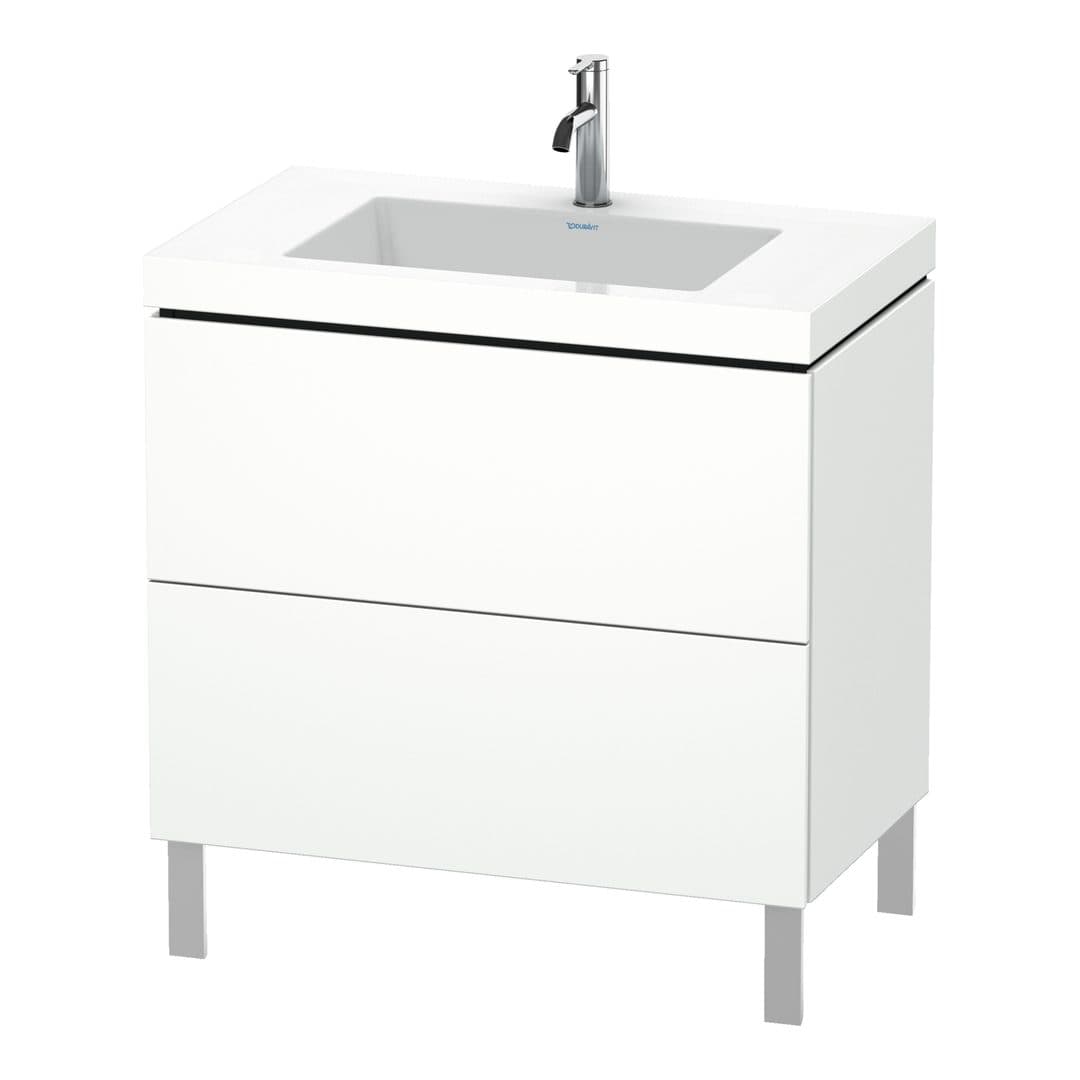 Duravit L-Cube – Έπιπλο Νιπτήρα – 800 mm, με νιπτήρα, 2 συρτάρια, νιπτήρας κέντρο, 800 x 480 x 698 mm, έκδοση O – White Matt, Decor (LC6937O1818)