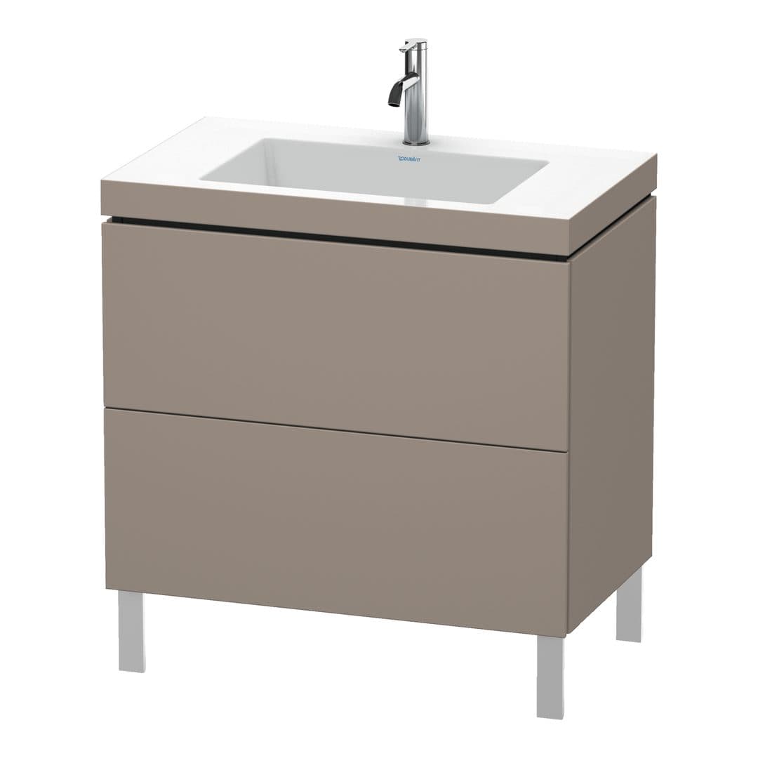 Duravit L-Cube – Έπιπλο Νιπτήρα – 800 mm, με νιπτήρα, 2 συρτάρια, νιπτήρας κέντρο, 800 x 480 x 698 mm, έκδοση O – Basalte Matt, Decor (LC6937O4343)