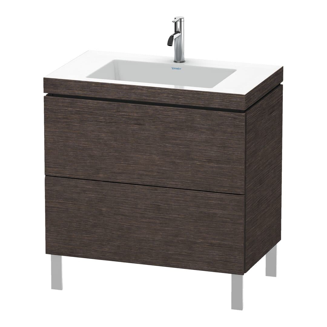 Duravit L-Cube – Έπιπλο Νιπτήρα – 800 mm, με νιπτήρα, 2 συρτάρια, νιπτήρας κέντρο, 800 x 480 x 698 mm, έκδοση O – Brushed dark oak Matt, Real wood veneer (LC6937O7272)