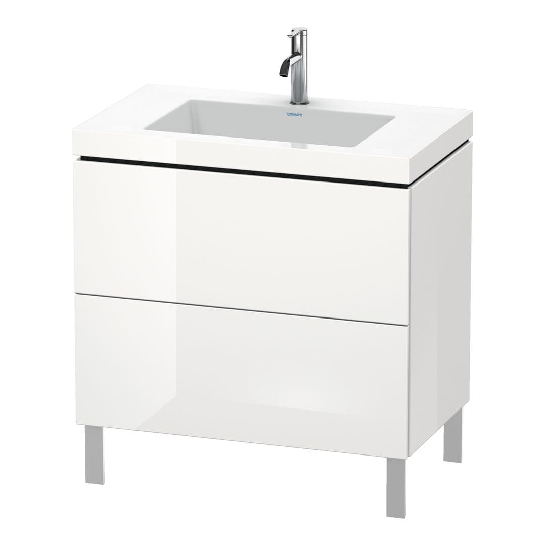 Duravit L-Cube – Έπιπλο Νιπτήρα – 800 mm, με νιπτήρα, 2 συρτάρια, νιπτήρας κέντρο, 800 x 480 x 698 mm, έκδοση O – White High Gloss, Lacquer (LC6937O8585)