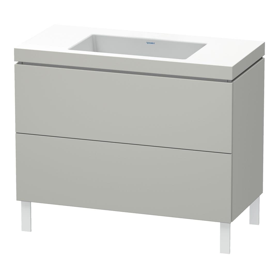Duravit L-Cube – Έπιπλο Νιπτήρα – 1000 mm, με νιπτήρα, 2 συρτάρια, νιπτήρας κέντρο, 1000 x 480 x 698 mm, έκδοση N – Concrete grey Matt, Decor (LC6938N0707)