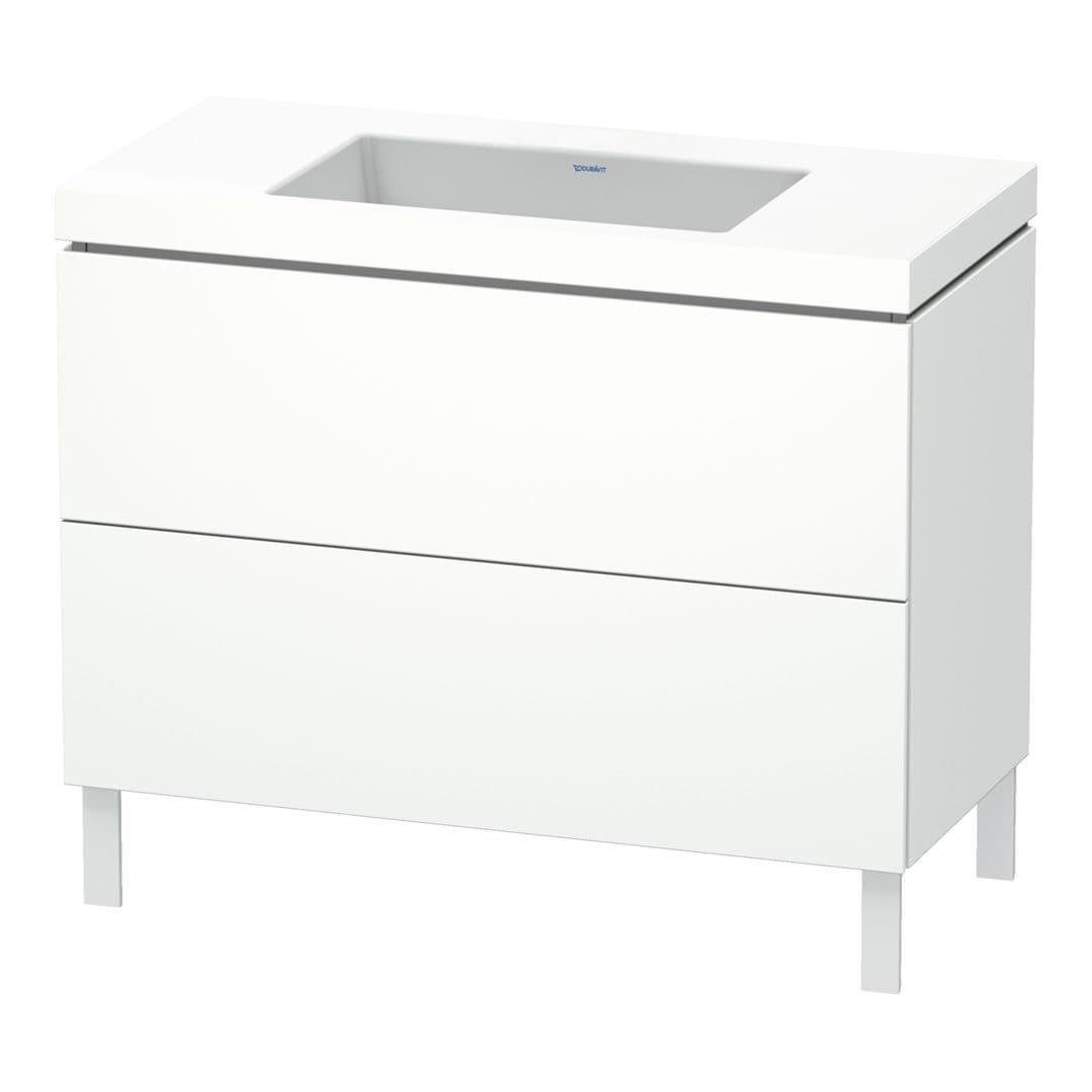 Duravit L-Cube – Έπιπλο Νιπτήρα – 1000 mm, με νιπτήρα, 2 συρτάρια, νιπτήρας κέντρο, 1000 x 480 x 698 mm, έκδοση N – White Matt, Decor (LC6938N1818)