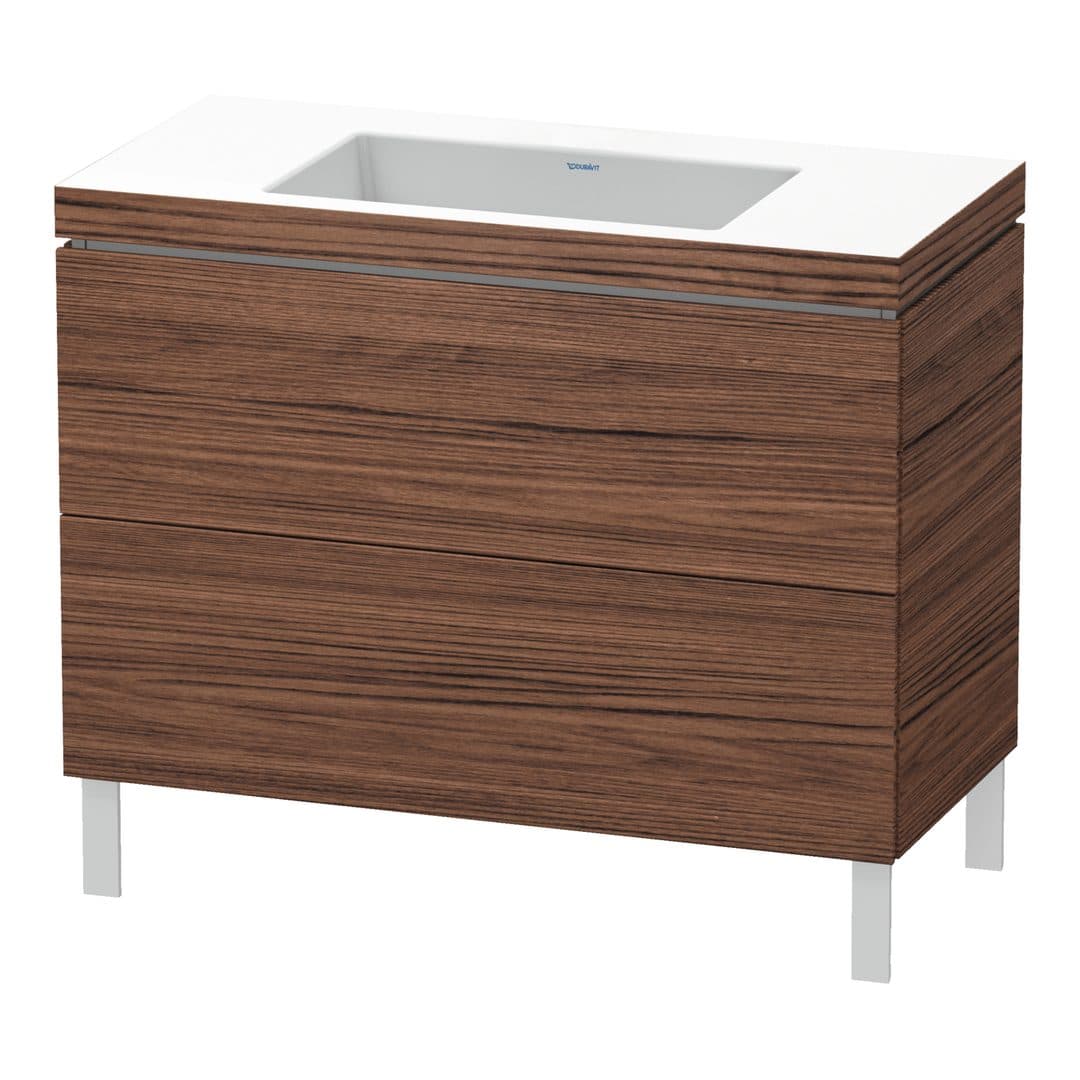 Duravit L-Cube – Έπιπλο Νιπτήρα – 1000 mm, με νιπτήρα, 2 συρτάρια, νιπτήρας κέντρο, 1000 x 480 x 698 mm, έκδοση N – Walnut dark Matt, Decor (LC6938N2121)
