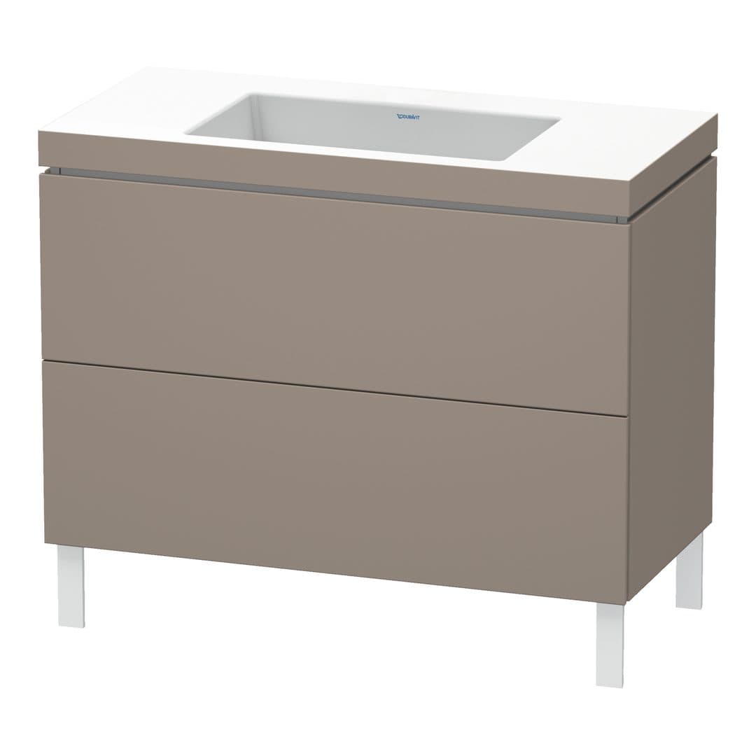 Duravit L-Cube – Έπιπλο Νιπτήρα – 1000 mm, με νιπτήρα, 2 συρτάρια, νιπτήρας κέντρο, 1000 x 480 x 698 mm, έκδοση N – Basalte Matt, Decor (LC6938N4343)
