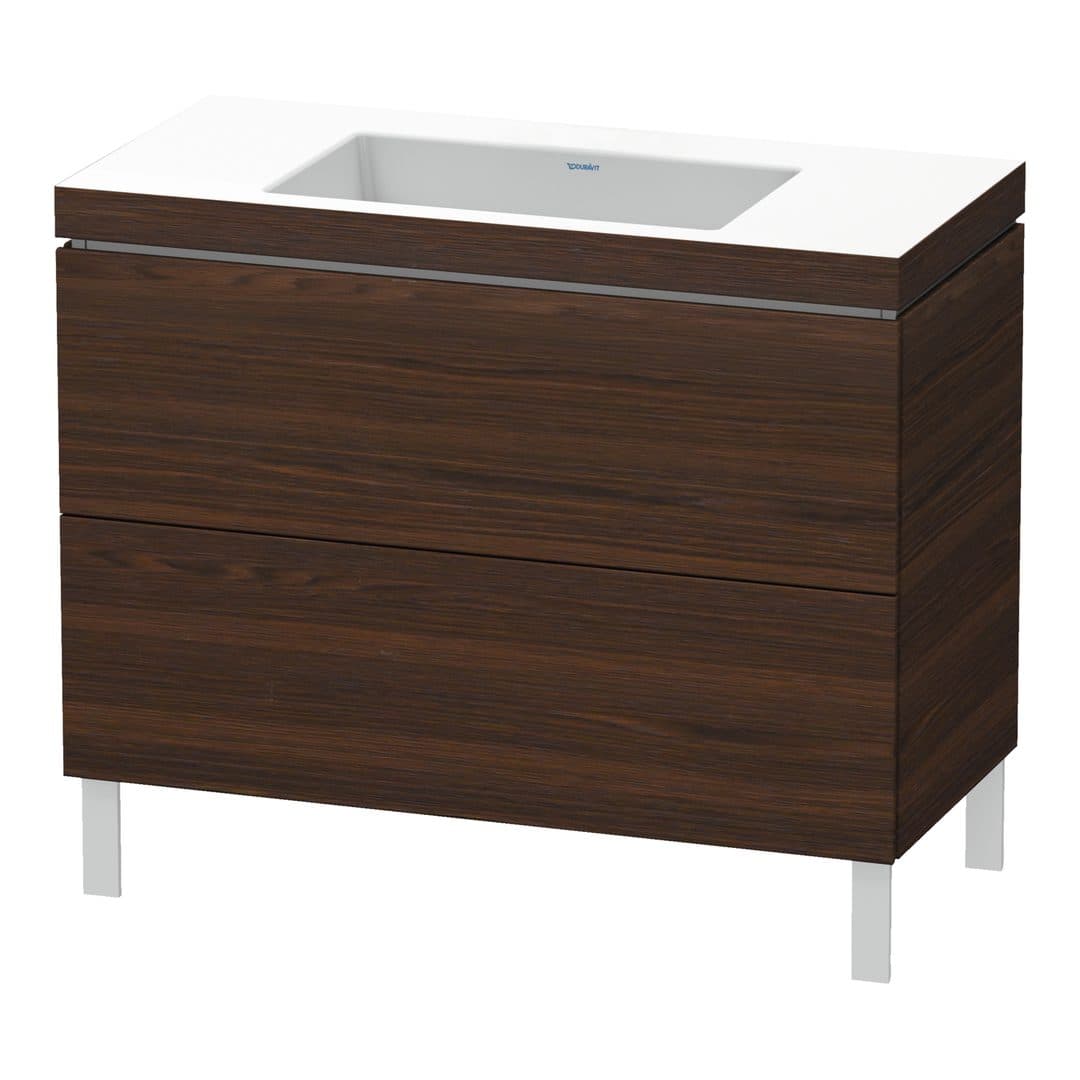 Duravit L-Cube – Έπιπλο Νιπτήρα – 1000 mm, με νιπτήρα, 2 συρτάρια, νιπτήρας κέντρο, 1000 x 480 x 698 mm, έκδοση N – Brushed walnut Matt, Real wood veneer (LC6938N6969)