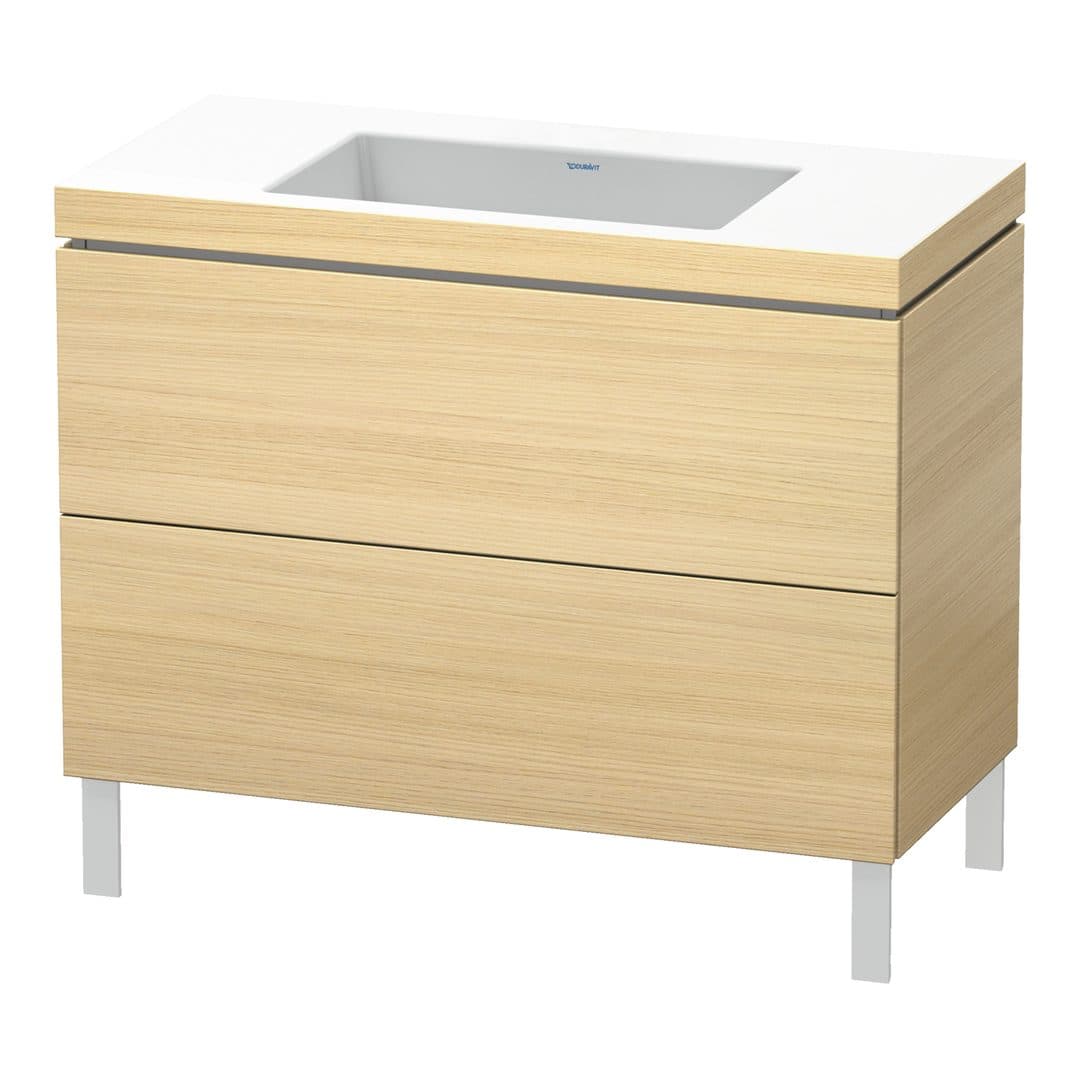 Duravit L-Cube – Έπιπλο Νιπτήρα – 1000 mm, με νιπτήρα, 2 συρτάρια, νιπτήρας κέντρο, 1000 x 480 x 698 mm, έκδοση N – Mediterranean oak Matt, Real wood veneer (LC6938N7171)