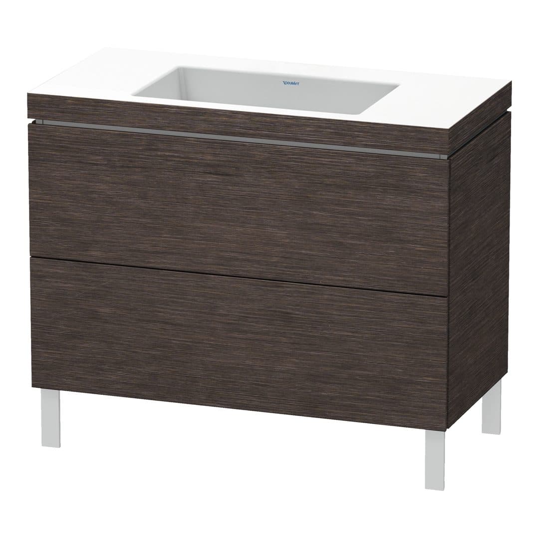 Duravit L-Cube – Έπιπλο Νιπτήρα – 1000 mm, με νιπτήρα, 2 συρτάρια, νιπτήρας κέντρο, 1000 x 480 x 698 mm, έκδοση N – Brushed dark oak Matt, Real wood veneer (LC6938N7272)