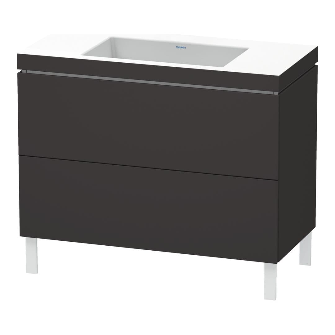 Duravit L-Cube – Έπιπλο Νιπτήρα – 1000 mm, με νιπτήρα, 2 συρτάρια, νιπτήρας κέντρο, 1000 x 480 x 698 mm, έκδοση N – Graphite Super Matt, Decor (LC6938N8080)