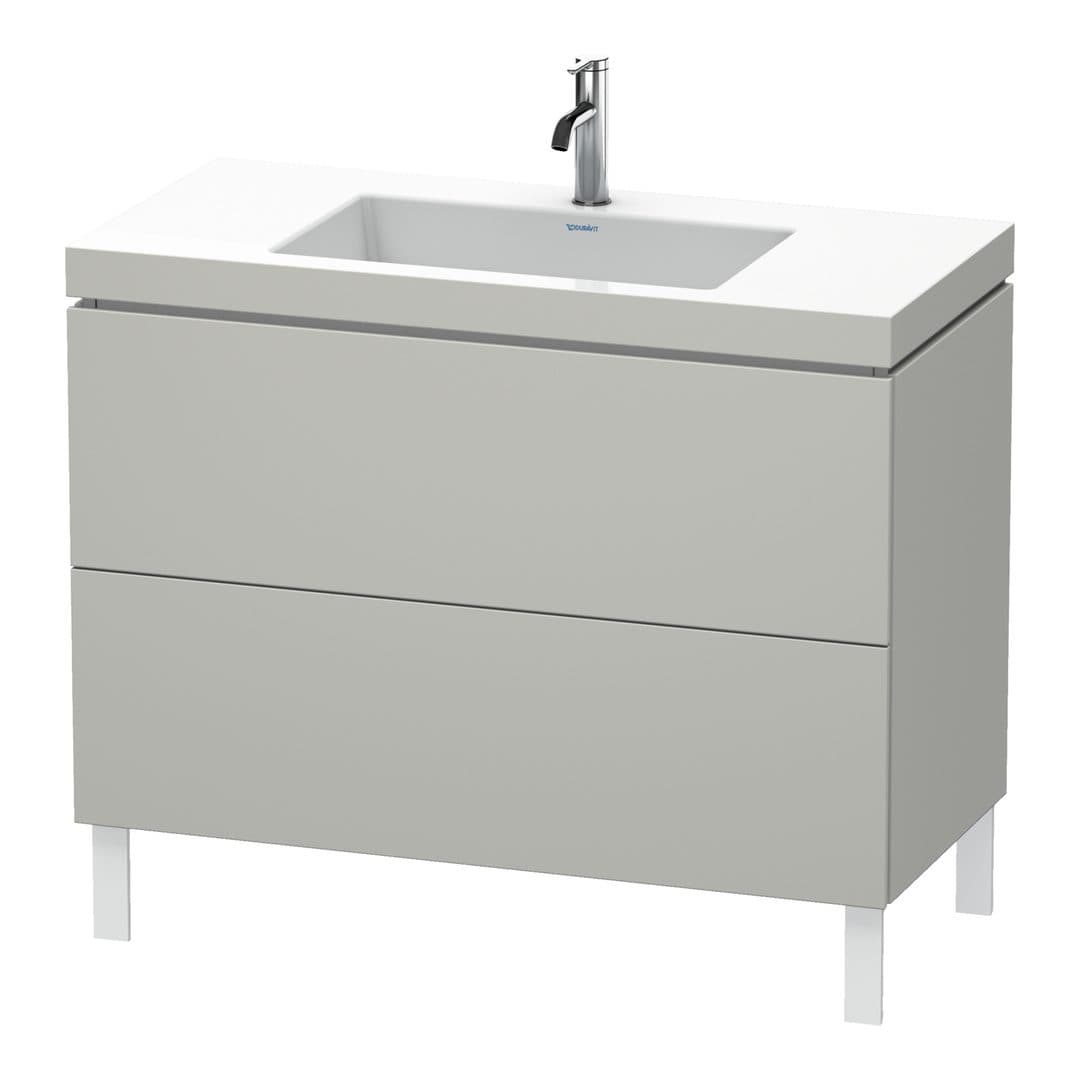 Duravit L-Cube – Έπιπλο Νιπτήρα – 1000 mm, με νιπτήρα, 2 συρτάρια, νιπτήρας κέντρο, 1000 x 480 x 698 mm, έκδοση O – Concrete grey Matt, Decor (LC6938O0707)