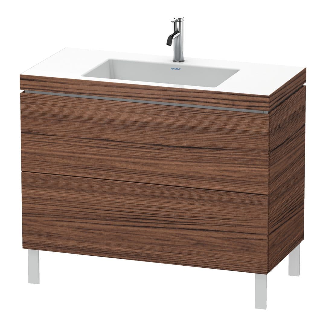 Duravit L-Cube – Έπιπλο Νιπτήρα – 1000 mm, με νιπτήρα, 2 συρτάρια, νιπτήρας κέντρο, 1000 x 480 x 698 mm, έκδοση O – Walnut dark Matt, Decor (LC6938O2121)