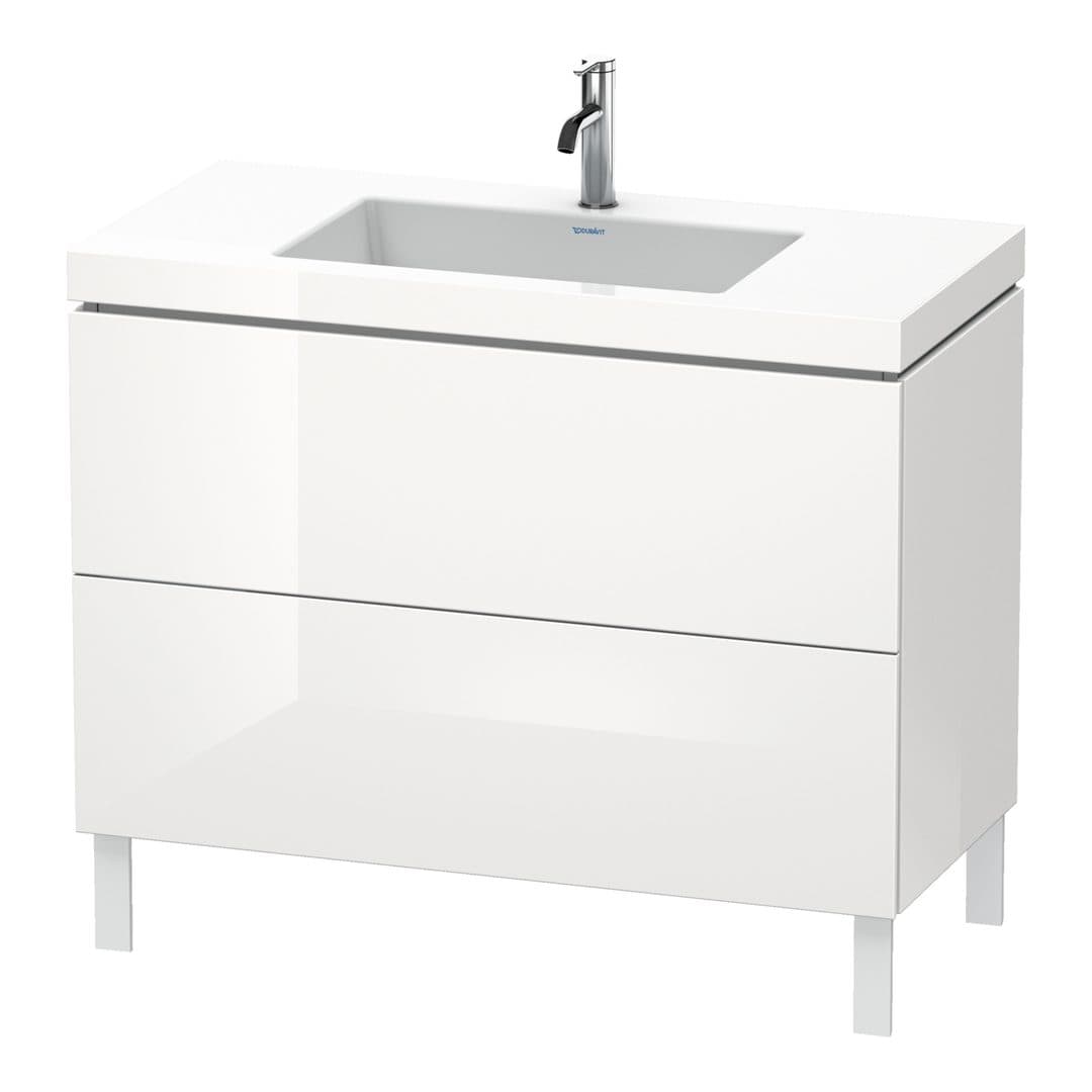 Duravit L-Cube – Έπιπλο Νιπτήρα – 1000 mm, με νιπτήρα, 2 συρτάρια, νιπτήρας κέντρο, 1000 x 480 x 698 mm, έκδοση O – White High Gloss, Decor (LC6938O2222)