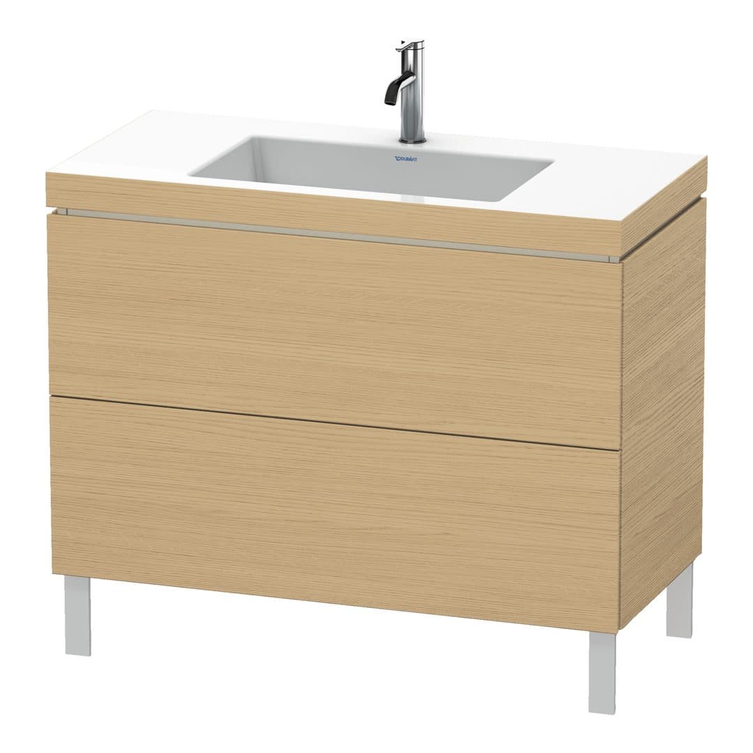 Duravit L-Cube – Έπιπλο Νιπτήρα – 1000 mm, με νιπτήρα, 2 συρτάρια, νιπτήρας κέντρο, 1000 x 480 x 698 mm, έκδοση O – Natural oak, Decor (LC6938O3030)