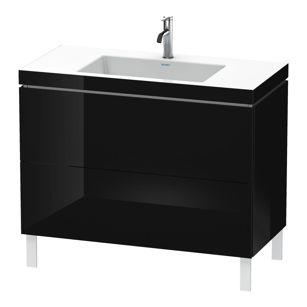 Duravit L-Cube – Έπιπλο Νιπτήρα – 1000 mm, με νιπτήρα, 2 συρτάρια, νιπτήρας κέντρο, 1000 x 480 x 698 mm, έκδοση O – Black High Gloss, Lacquer (LC6938O4040)