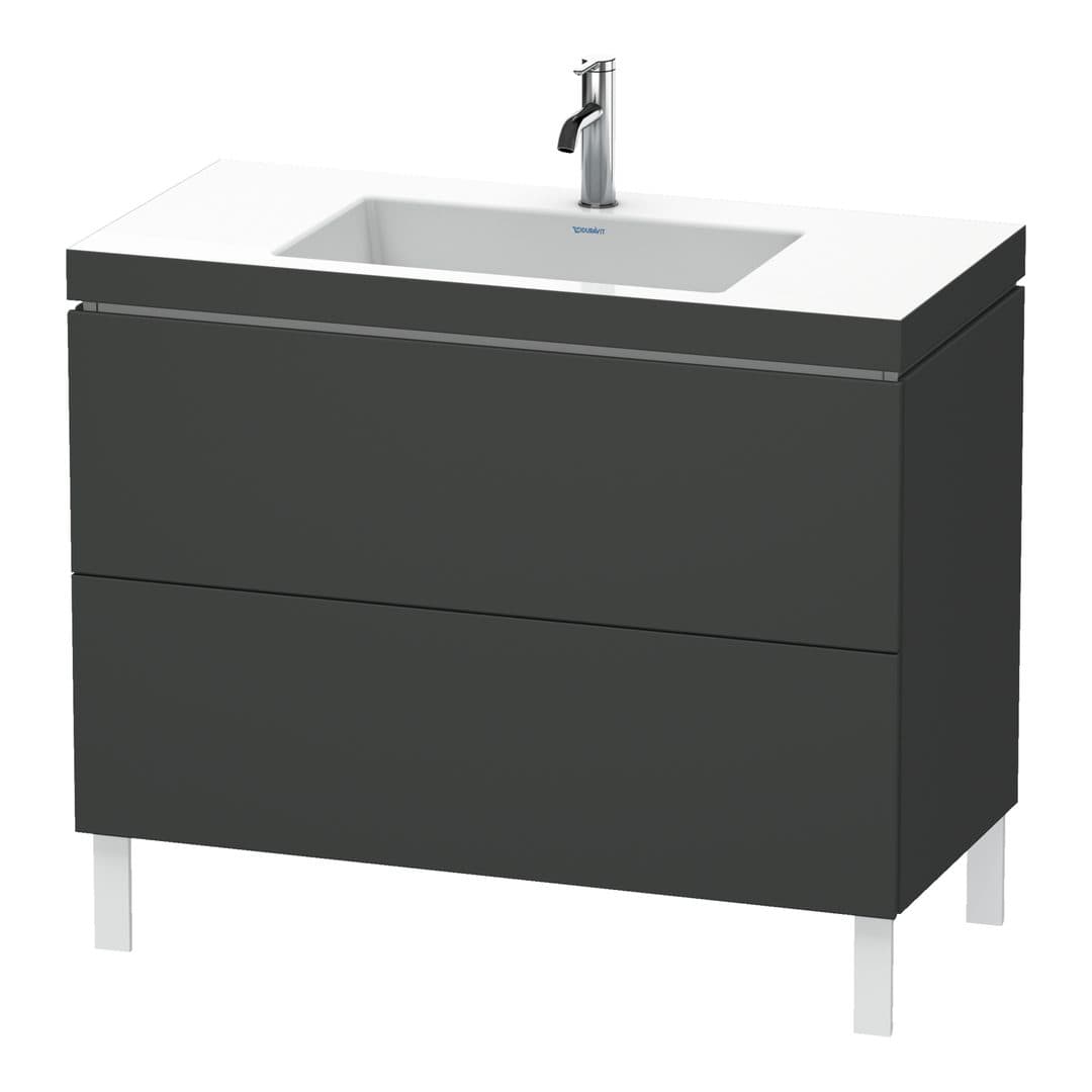 Duravit L-Cube – Έπιπλο Νιπτήρα – 1000 mm, με νιπτήρα, 2 συρτάρια, νιπτήρας κέντρο, 1000 x 480 x 698 mm, έκδοση O – Graphite Matt, Decor (LC6938O4949)
