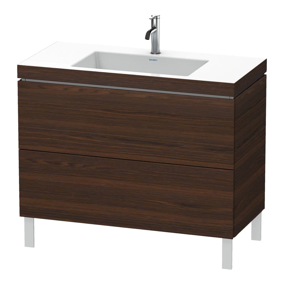 Duravit L-Cube – Έπιπλο Νιπτήρα – 1000 mm, με νιπτήρα, 2 συρτάρια, νιπτήρας κέντρο, 1000 x 480 x 698 mm, έκδοση O – Brushed walnut Matt, Real wood veneer (LC6938O6969)