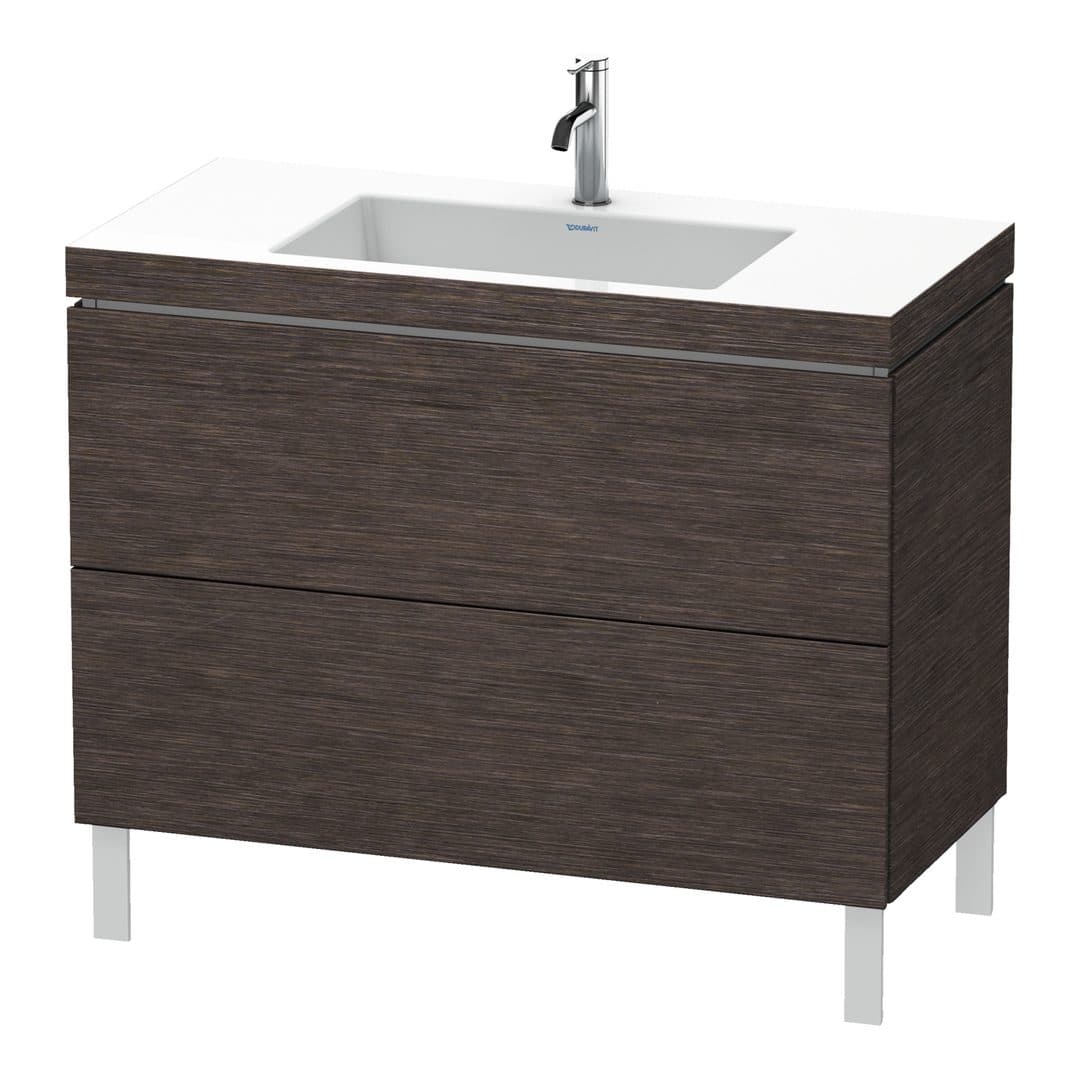 Duravit L-Cube – Έπιπλο Νιπτήρα – 1000 mm, με νιπτήρα, 2 συρτάρια, νιπτήρας κέντρο, 1000 x 480 x 698 mm, έκδοση O – Brushed dark oak Matt, Real wood veneer (LC6938O7272)