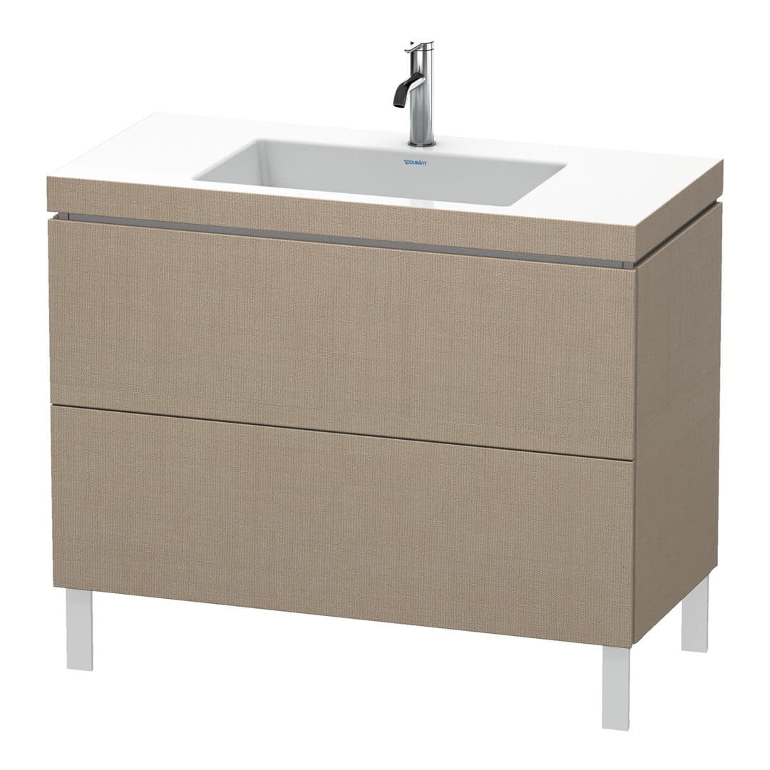 Duravit L-Cube – Έπιπλο Νιπτήρα – 1000 mm, με νιπτήρα, 2 συρτάρια, νιπτήρας κέντρο, 1000 x 480 x 698 mm, έκδοση O – Linen Matt, Decor (LC6938O7575)
