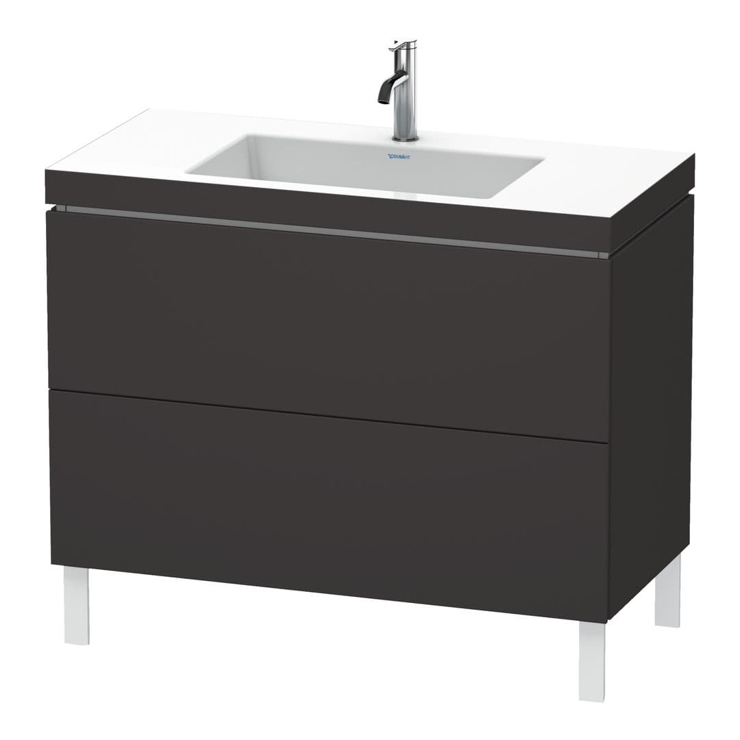 Duravit L-Cube – Έπιπλο Νιπτήρα – 1000 mm, με νιπτήρα, 2 συρτάρια, νιπτήρας κέντρο, 1000 x 480 x 698 mm, έκδοση O – Graphite Super Matt, Decor (LC6938O8080)