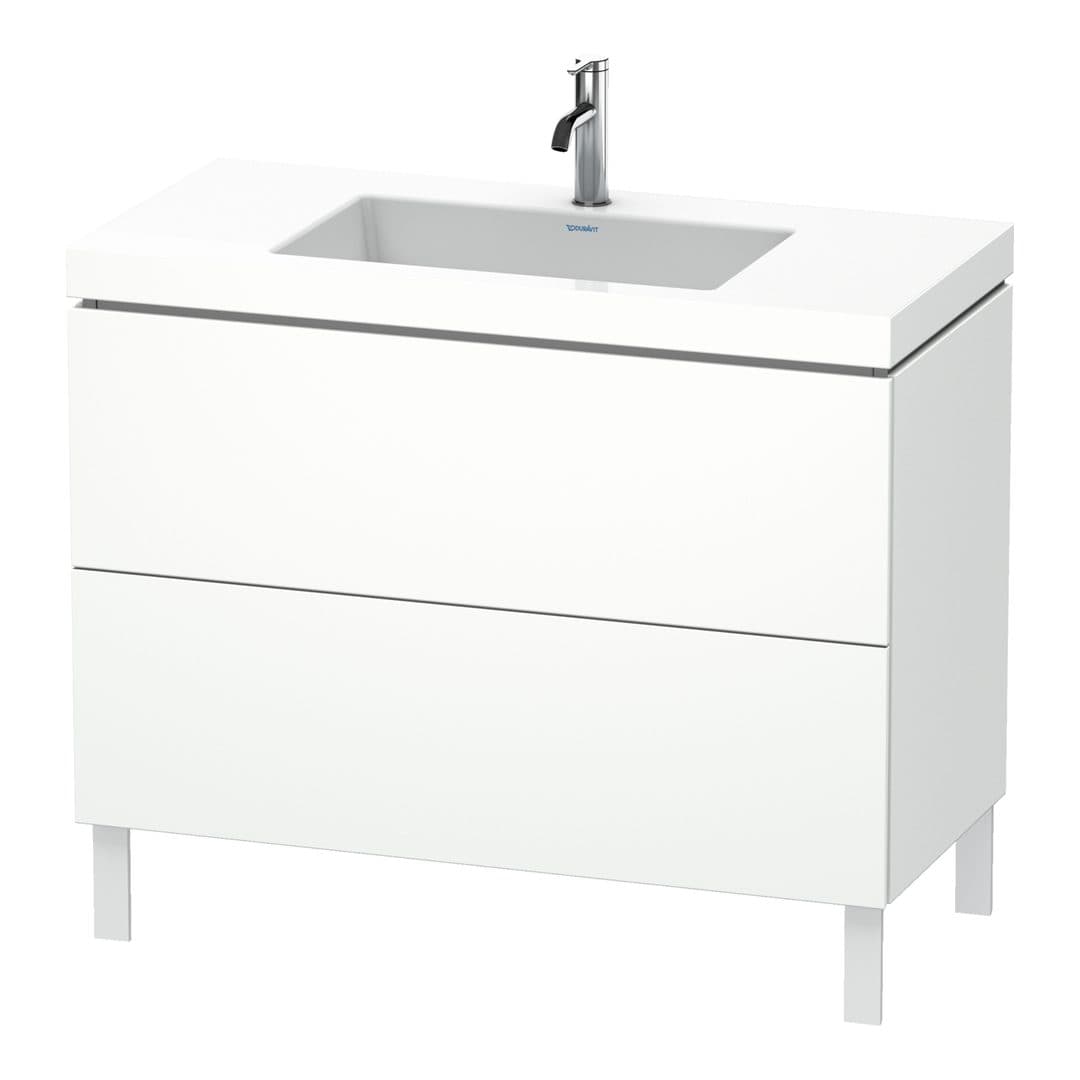 Duravit L-Cube – Έπιπλο Νιπτήρα – 1000 mm, με νιπτήρα, 2 συρτάρια, νιπτήρας κέντρο, 1000 x 480 x 698 mm, έκδοση O – White Super Matt, Decor (LC6938O8484)