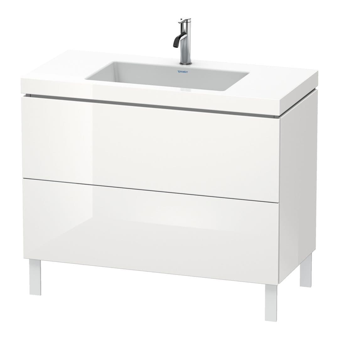 Duravit L-Cube – Έπιπλο Νιπτήρα – 1000 mm, με νιπτήρα, 2 συρτάρια, νιπτήρας κέντρο, 1000 x 480 x 698 mm, έκδοση O – White High Gloss, Lacquer (LC6938O8585)