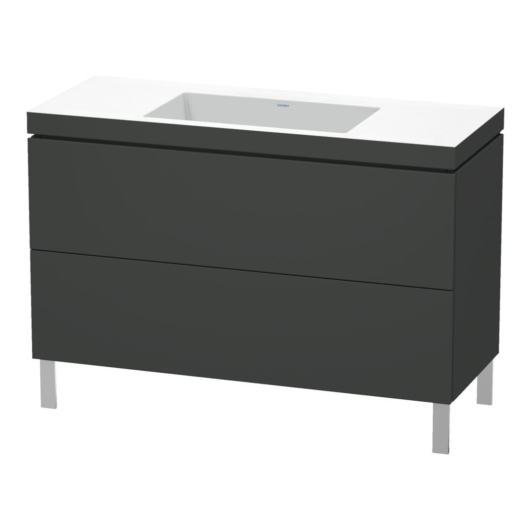 Duravit L-Cube – Έπιπλο Νιπτήρα – 1200 mm, με νιπτήρα, 2 συρτάρια, νιπτήρας κέντρο, 1200 x 480 x 698 mm, έκδοση N – Graphite Matt, Decor (LC6939N4949)