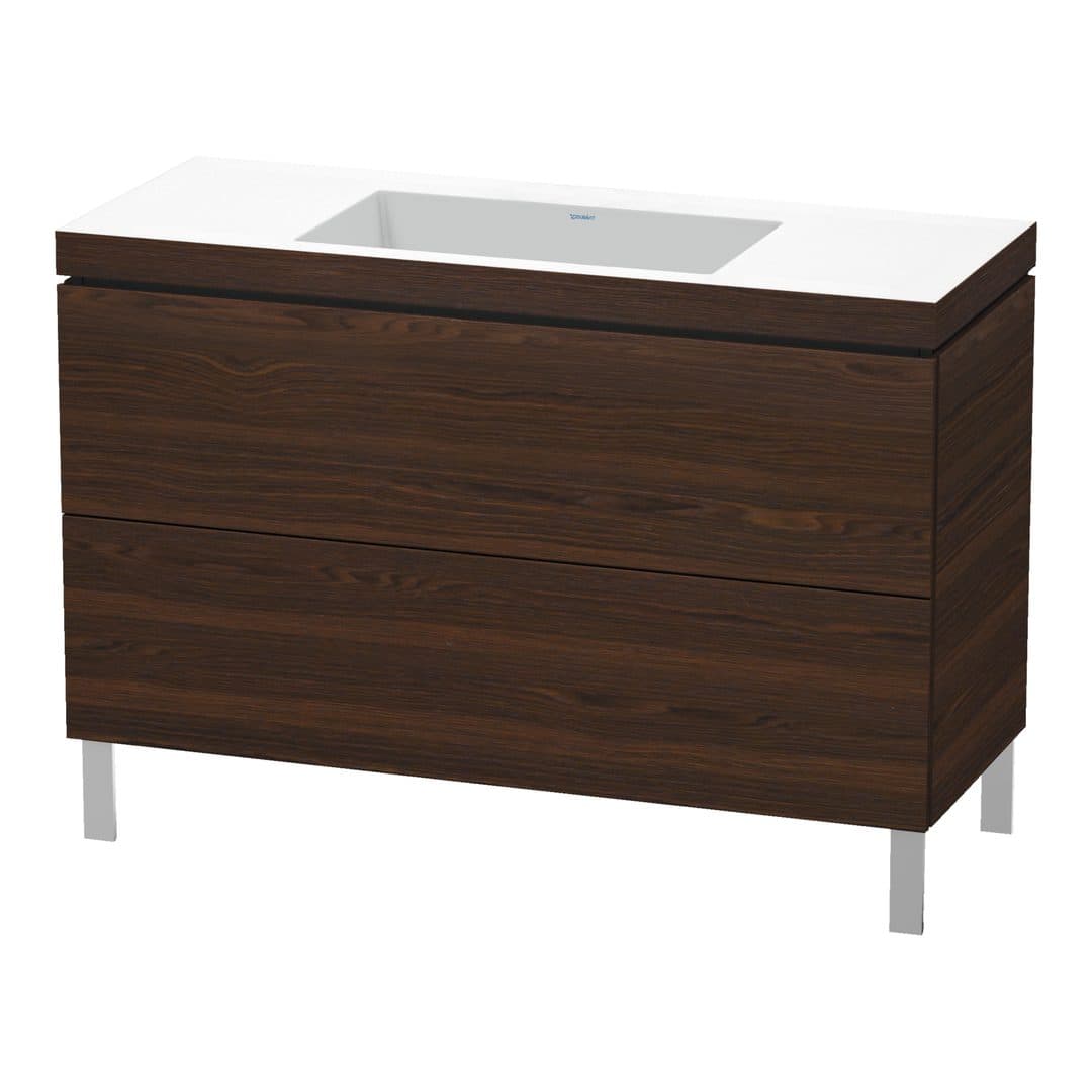Duravit L-Cube – Έπιπλο Νιπτήρα – 1200 mm, με νιπτήρα, 2 συρτάρια, νιπτήρας κέντρο, 1200 x 480 x 698 mm, έκδοση N – Brushed walnut Matt, Real wood veneer (LC6939N6969)