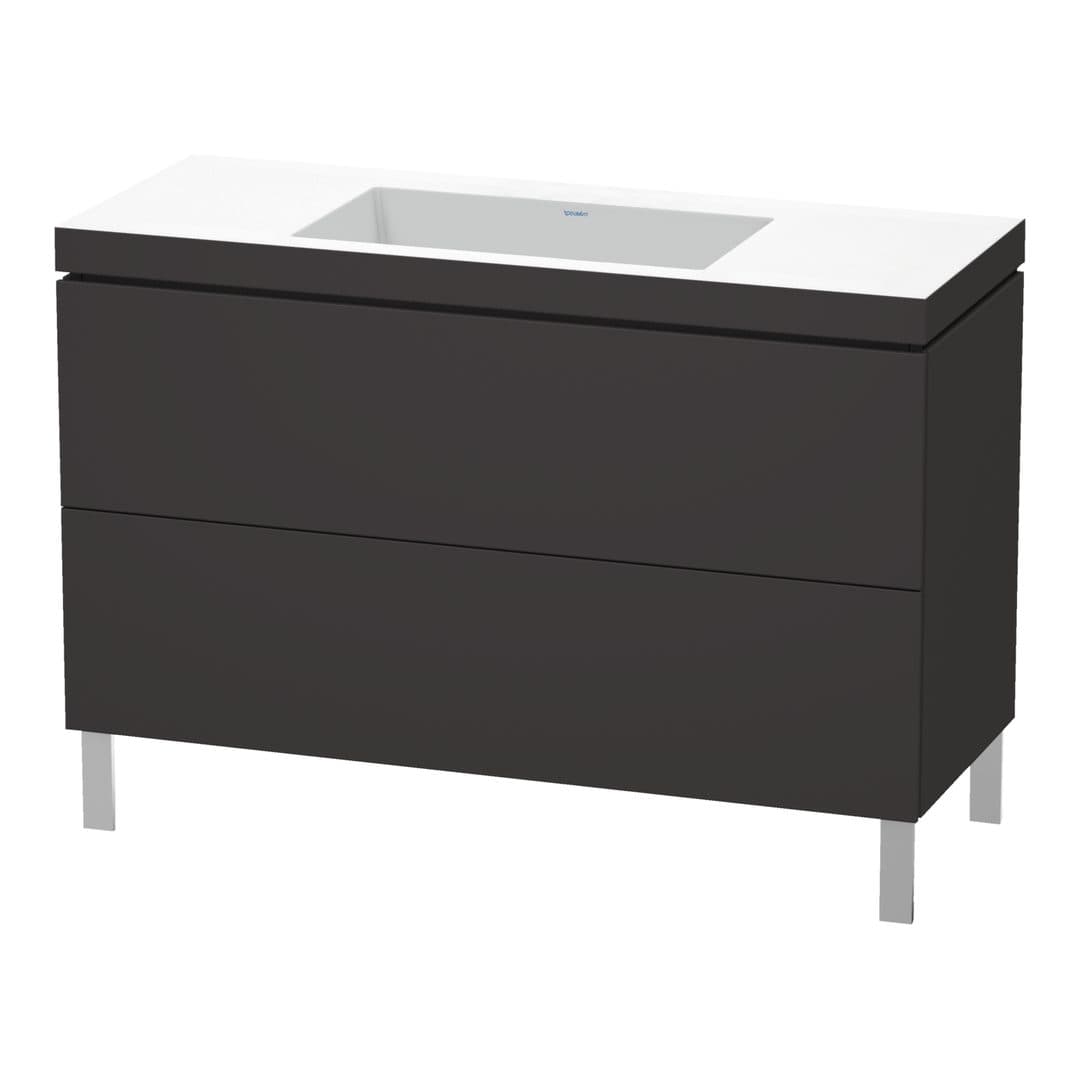 Duravit L-Cube – Έπιπλο Νιπτήρα – 1200 mm, με νιπτήρα, 2 συρτάρια, νιπτήρας κέντρο, 1200 x 480 x 698 mm, έκδοση N – Graphite Super Matt, Decor (LC6939N8080)
