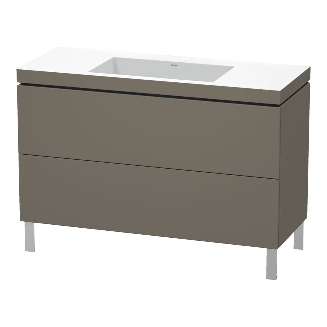 Duravit L-Cube – Έπιπλο Νιπτήρα – 1200 mm, με νιπτήρα, 2 συρτάρια, νιπτήρας κέντρο, 1200 x 480 x 698 mm, έκδοση N – Flannel Grey Satin Matt, Lacquer (LC6939N9090)