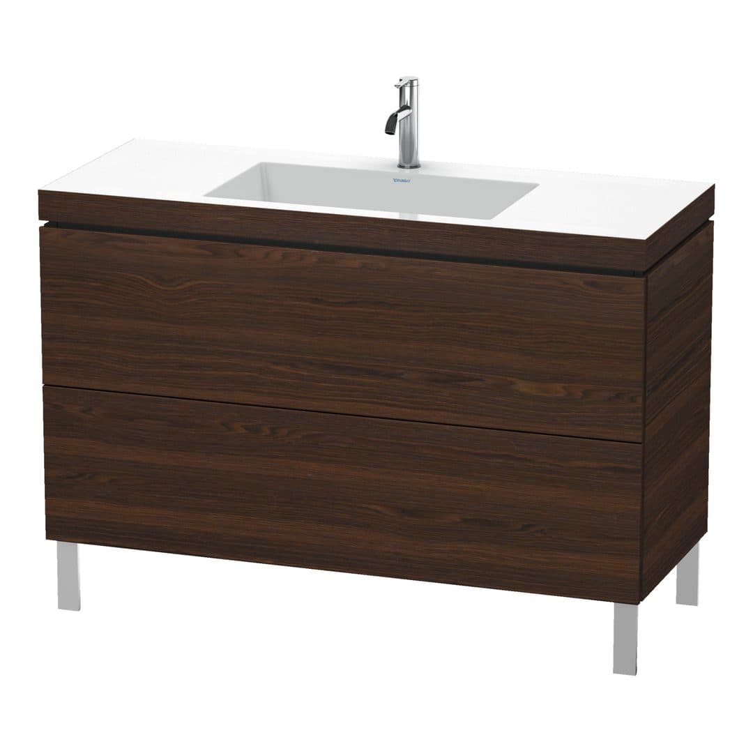 Duravit L-Cube – Έπιπλο Νιπτήρα – 1200 mm, με νιπτήρα, 2 συρτάρια, νιπτήρας κέντρο, 1200 x 480 x 698 mm, έκδοση O – Brushed walnut Matt, Real wood veneer (LC6939O6969)