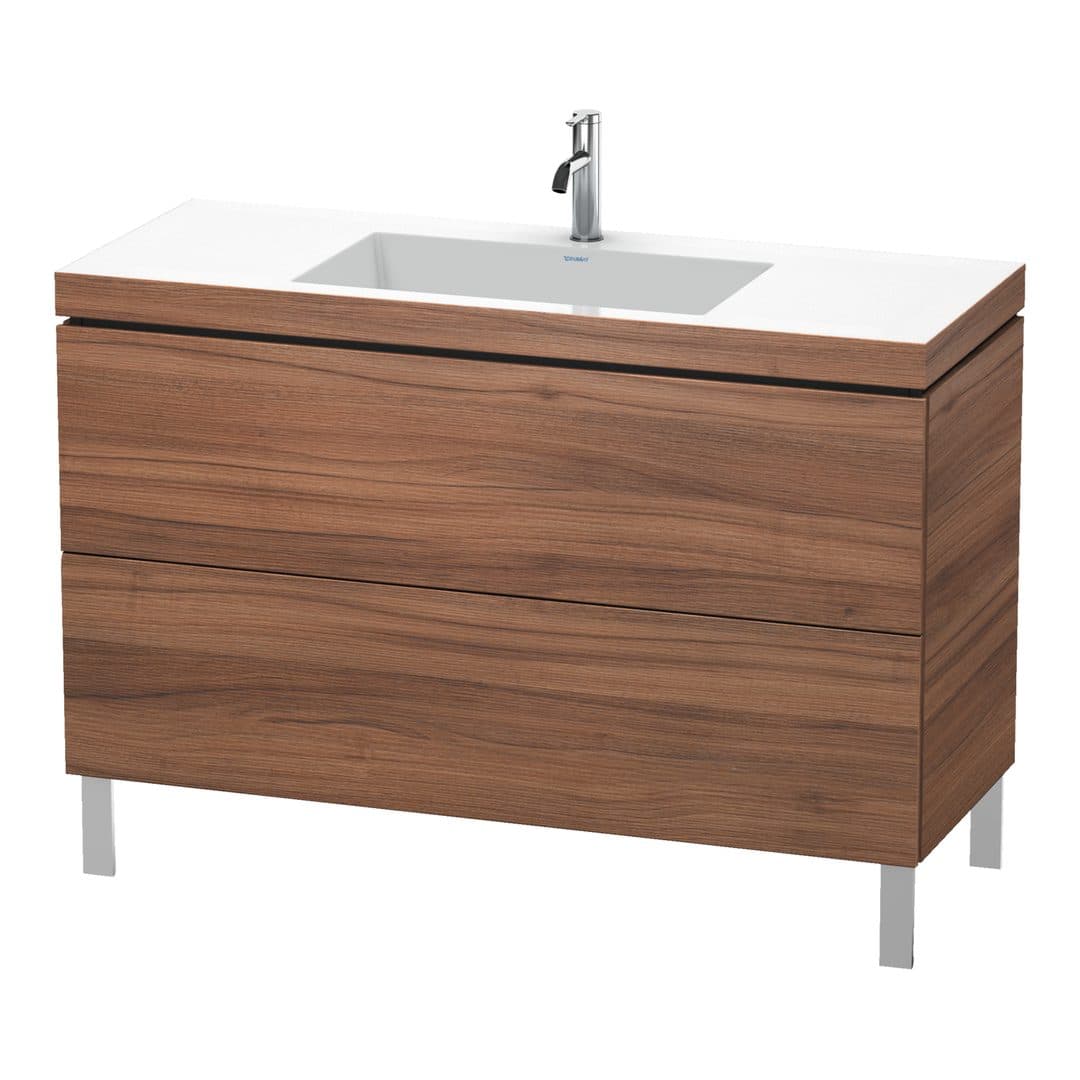 Duravit L-Cube – Έπιπλο Νιπτήρα – 1200 mm, με νιπτήρα, 2 συρτάρια, νιπτήρας κέντρο, 1200 x 480 x 698 mm, έκδοση O – Walnut Matt, Decor (LC6939O7979)