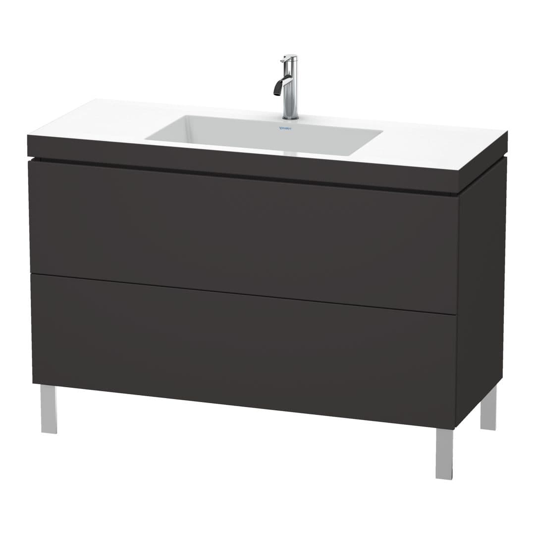 Duravit L-Cube – Έπιπλο Νιπτήρα – 1200 mm, με νιπτήρα, 2 συρτάρια, νιπτήρας κέντρο, 1200 x 480 x 698 mm, έκδοση O – Graphite Super Matt, Decor (LC6939O8080)