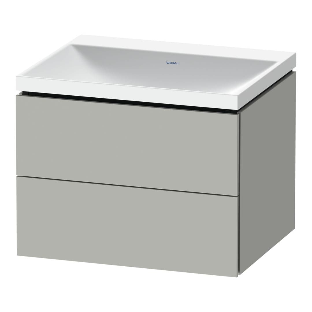 Duravit L-Cube – Έπιπλο Νιπτήρα – 600 mm, με νιπτήρα, 2 συρτάρια, νιπτήρας κέντρο, 600 x 480 x 480 mm, έκδοση N – Concrete grey Matt, Decor (LC6950N07070000)
